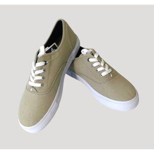 Nautica Deckloom Oxford Canvas Shoes Mens Size 10 Beige Lace-Up Casual Sneakers